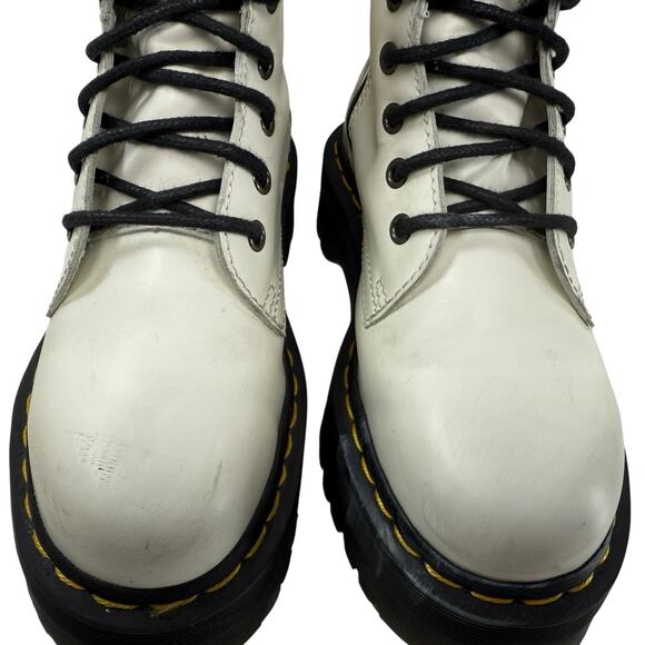Dr Martens Jadon Chunky Platform Combat Boots Leather White Smooth Women Size 6 - Picture 4 of 11